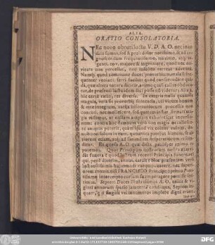 Alia. Oratio Consolatoria.