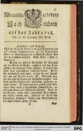 Den 14. des Hornungs XIII. Stück