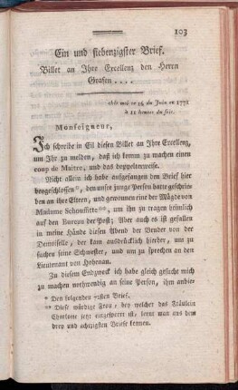 Ein und siebenzigster Brief. - Fünf und siebenzigster Brief.