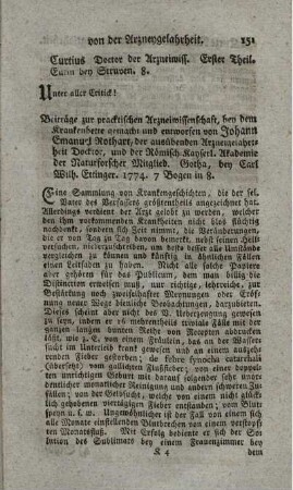 Beiträge zur pracktischen Arzneiwissenschaft.
