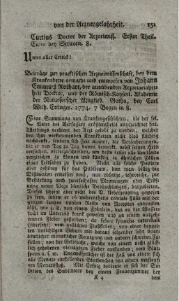 Beiträge zur pracktischen Arzneiwissenschaft.