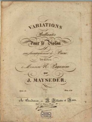 Variations brillantes pour le violon avec accompagnement de piano : opéra 40