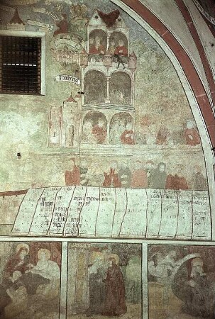 Hortus conclusus mit Himmlischem Jerusalem, Gottvater und Propheten, darunter Szenen aus dem Marienleben
