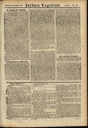 Zweite Ausgabe vom Samstag, den 20. August 1921.