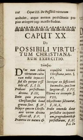 Caput XX. De Possibili Virtutum Christianarum Exercitio