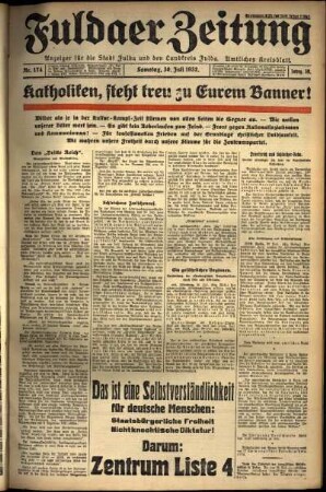 Erste Ausgabe vom Samstag, den 30. Juli 1932.