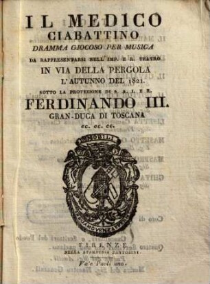 Il medico ciabattino : Dramma giocoso per musica