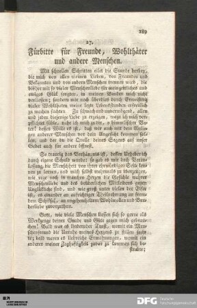 27. Fürbitte für Freunde, Wohlthäter und andere Menschen.