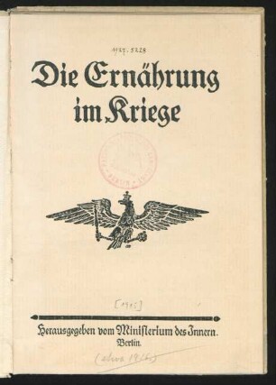 Die Ernährung im Kriege