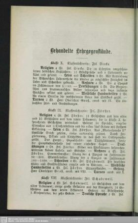 Behandelte Lehrgegenstände