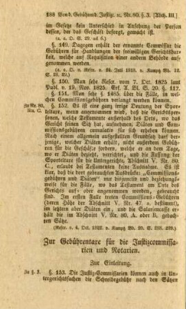 Zur Gebührentaxe für die Justizcommissarien und Notarien
