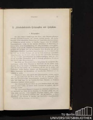 B. Eisenbahnbetriebs-Telegraphen und Telephone.