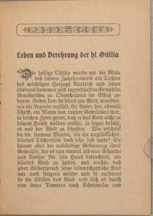 Leben und Verehrung der hl. Ottilia.