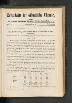 Zur Bestimmung der Stärke durch Hydrolyse mittels Salzsäure.