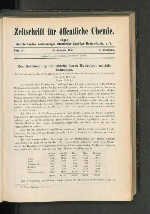 Zur Bestimmung der Stärke durch Hydrolyse mittels Salzsäure.