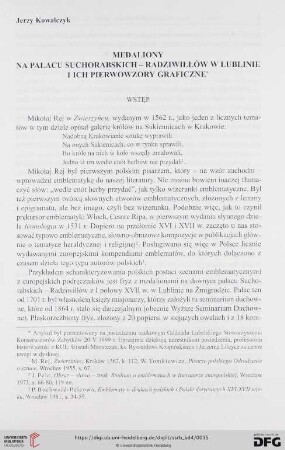 Medaliony. Na pałacu suchorabskich - radziwiłłów w lublinie i ich pierwowzory graficzne