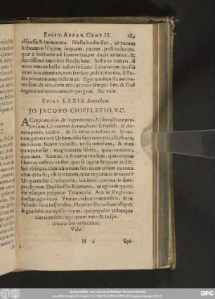 Epist. LXXIX. Bruxellam. Io. Iacobo Chiffletio, V. C.