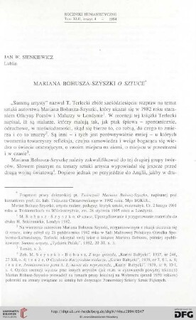 42: Mariana Bohusza-Szyszki O sztuce