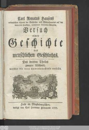 3,2: Welcher die neue Universalhistorie enthält