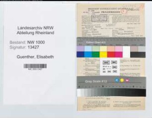 Entnazifizierung Elisabeth Guenther, geb. 06.06.1888 (Roentgenassistentin)