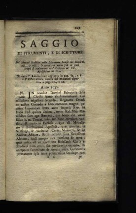 Saggio Di strumenti, e di scritture