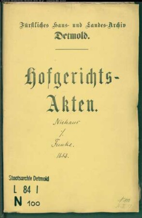 Niehausen, Nikolaus zu Herford gegen Henrich Funcke zu Wülfer - Schuldforderung