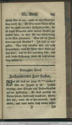 Vierzigster Brief. Hochzuehrender Herr Pastor, ...