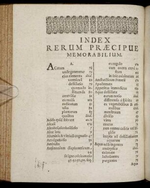 Index Rerum Præcipue Memorabilium.