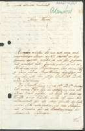Brief von O. C. Blandow an Regensburgische Botanische Gesellschaft