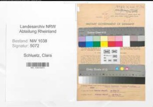 Entnazifizierung Clara Schluetz , geb. 25.05.1889 (Postbeamtin)