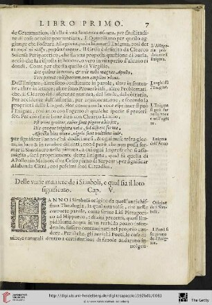 Cap. V. Delle varie maniere de i Simboli, e quel sia il loro significato