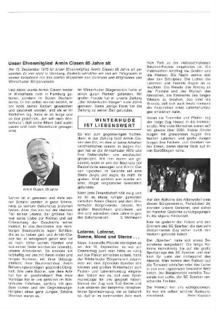 Unser Ehrenmitglied Armin Clasen 85 Jahre alt