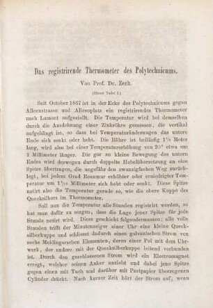 Das registrirende Thermometer des Polytechnicums