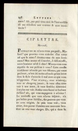 CIIe Lettre. Mercredi.