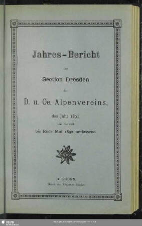 1891/92: Jahresbericht : für die Kalenderjahre ..