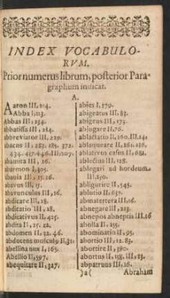 Index Vocabulorum