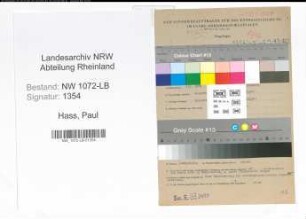Entnazifizierung Paul Hass , geb. 03.01.1890 (Betriebsinspektor)