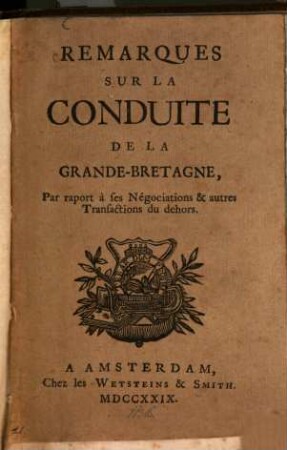 Remarques sur la conduite de la Grande-Bretagne