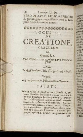 Locus III. De Creatione.
