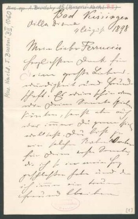 Brief an Ferruccio Busoni : 04.08.1898
