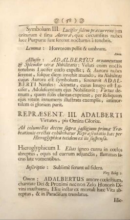 Repræsent. III. Adalberti Virtutes, pia Omnia Gloriæ.