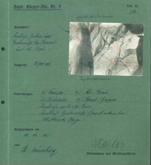 Foto von feindlichen Gräben und Hindernissen bei Tournées und Au-Trou (Luftbild)