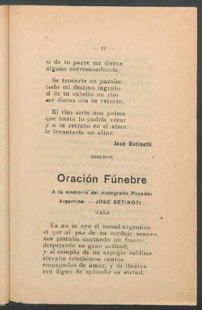 Oración fúnebre : Vals