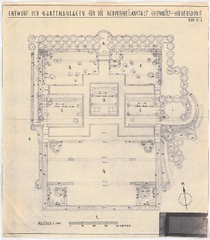 Gartenanlage Städtische Nervenheilanstalt, Chemnitz: Grundriss 1:200