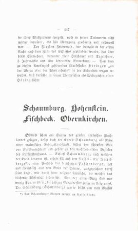 Schaumburg. Hohenstein. Fischbeck. Obernkirchen.