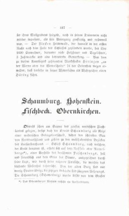 Schaumburg. Hohenstein. Fischbeck. Obernkirchen.