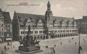Leipzig: Altes Rathaus nach dem Umbau und Siegesdenkmal