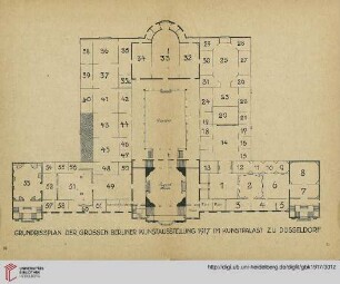 Grundrissplan der grossen Berliner Kunstausdtellung 1917 im Kunstpalast zu Düsseldorf