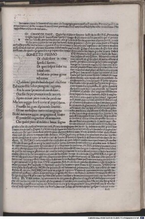 Trionfi : mit Kommentar und Widmungsvorrede an Borso d'Este von Bernardo da Siena. [1-2], [2]. Canzoniere