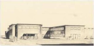UFA (Universum Film AG), Potsdam-Babelsberg: Perspektivische Ansicht des Filmforschungsinstituts (Variante)